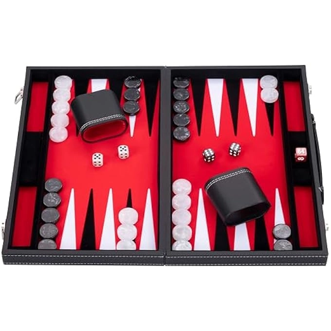 LUXURY BACKGAMMON - FAUX LEATHER EXTERIOR SPECIAL FELT INLAY
