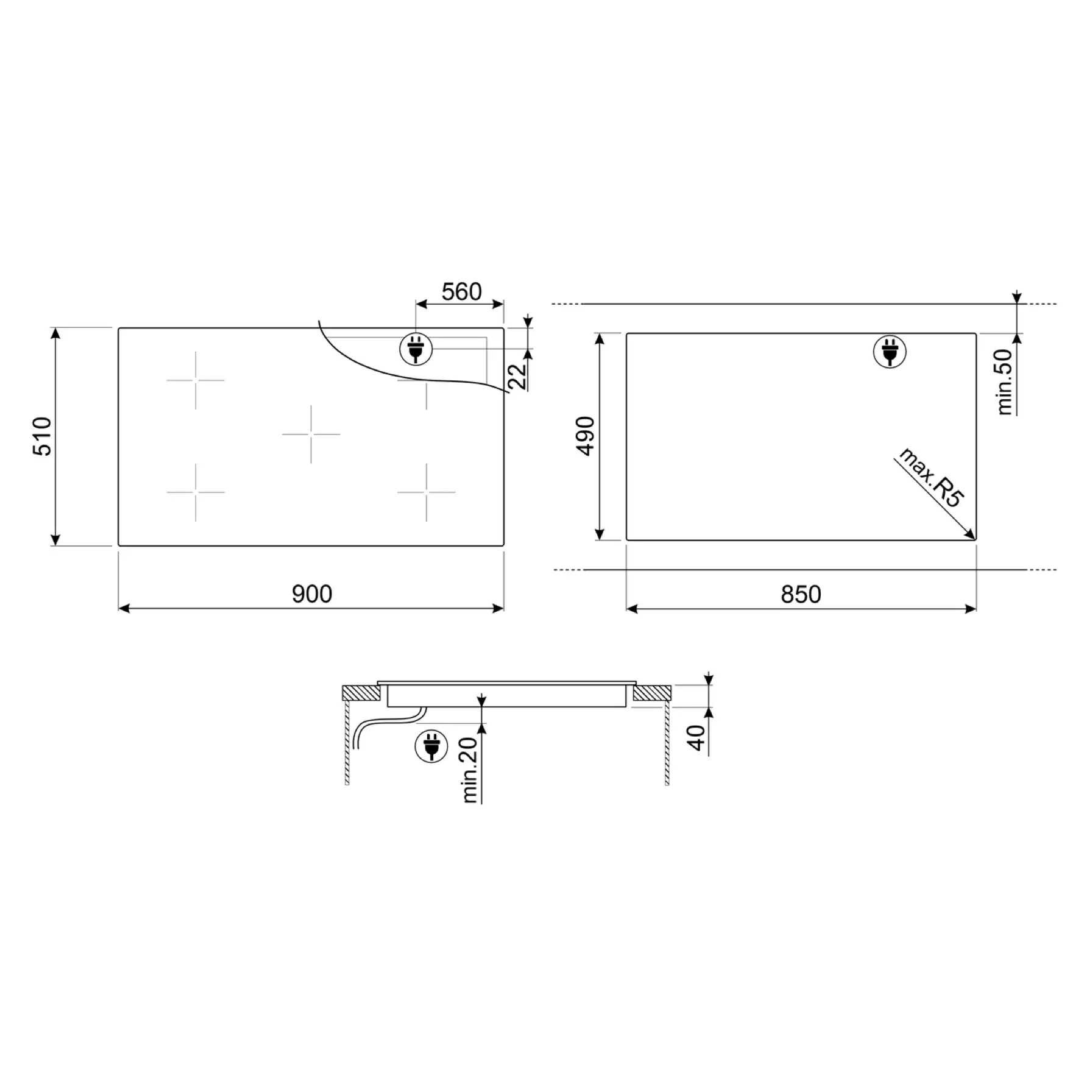 Universale Aesthetic SE495ETD Ceramic hob