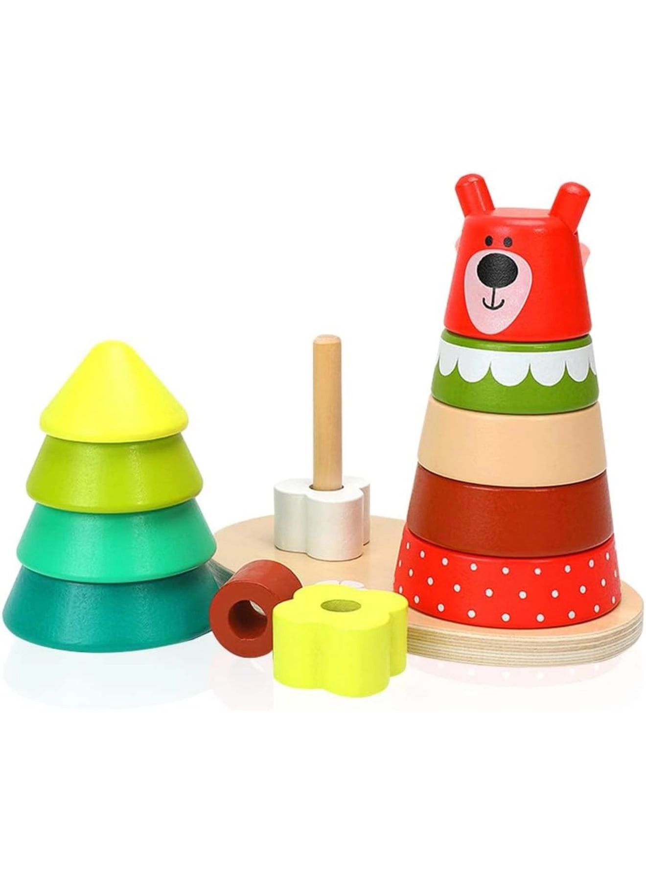 SOLARAE Rainbow Stacker - Wooden Shape Sorting Toddler Learning