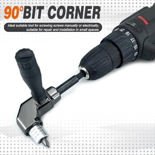 Right Angle Screwdriver Adapter - Aluminum Alloy Ergonomic ABS Handle