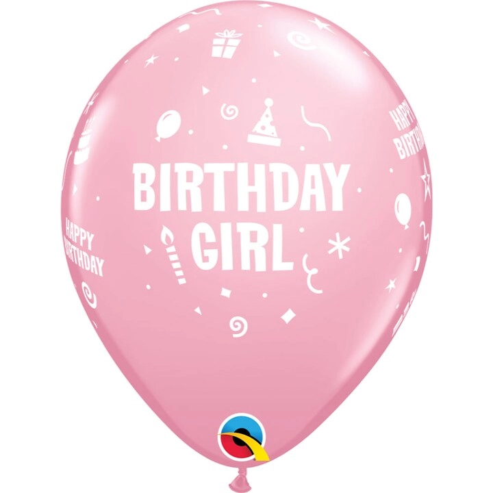 Party Zone Baby Girl Dots Rose Latex Balloons - 6-Pieces Birthdays