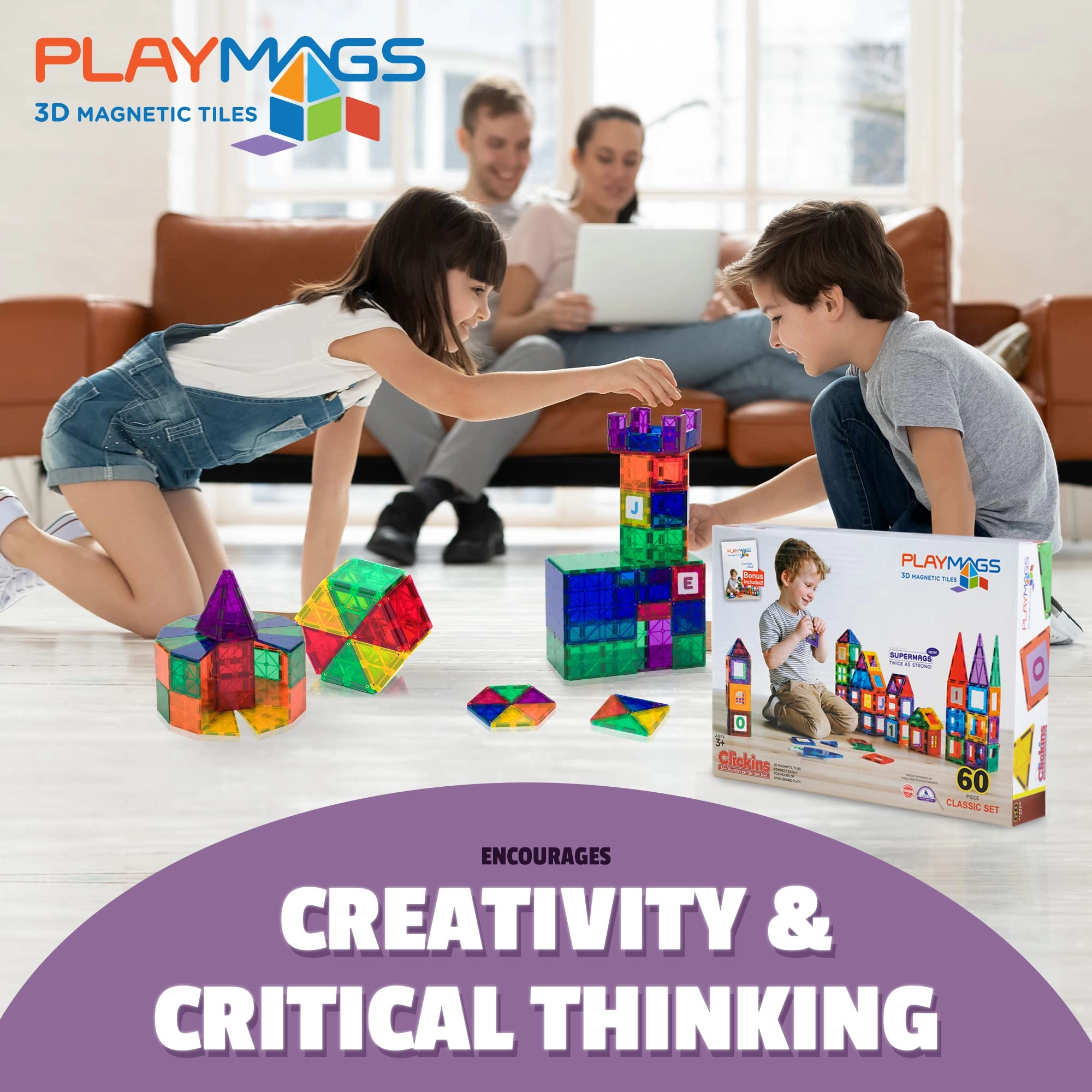 magnetic tiles - 60 pcs