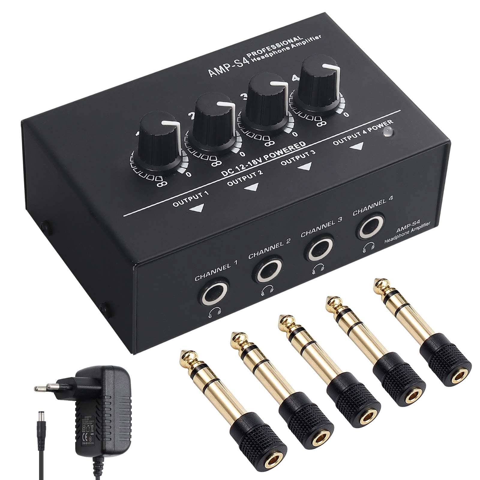 4 Channel Portable Stereo Headphone Amplifier - 4 Volume Controls 12V