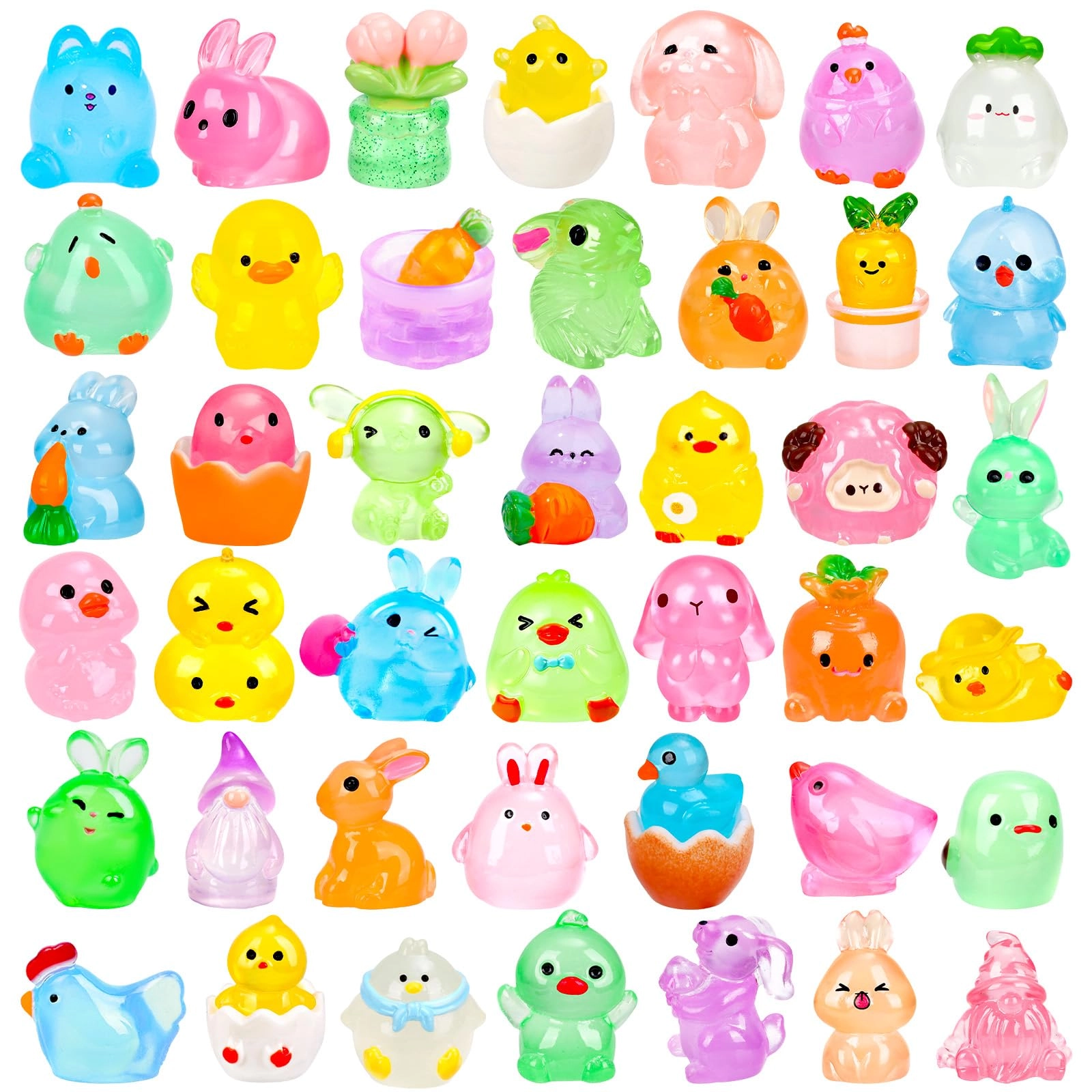 ywevyezc Easter Luminous Mini Resin Figurines - 56 Pcs