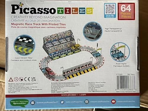Magnet Tile Race Car Track - 64 pcs Kit