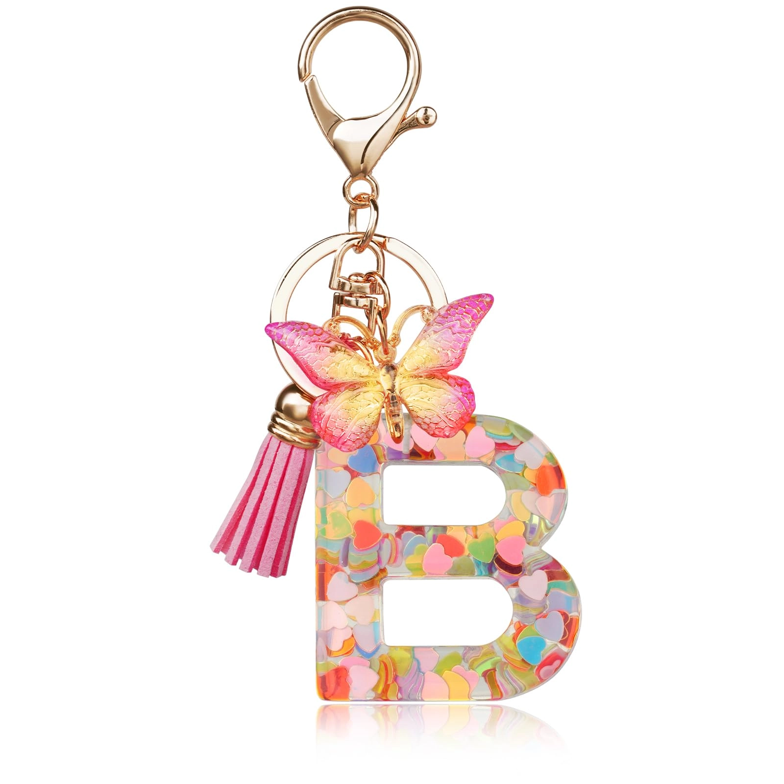 Initial Letter Keychain - Butterfly