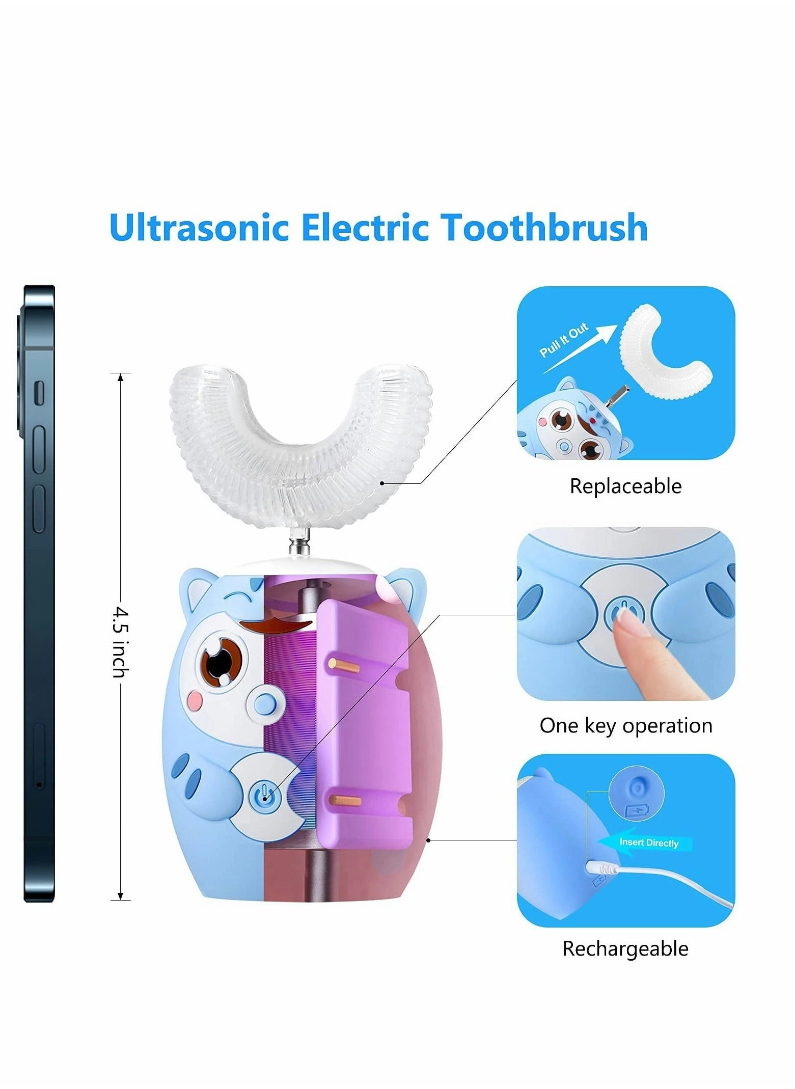 Kids Toothbrush - U-shaped Ultrasonic 6 Modes
