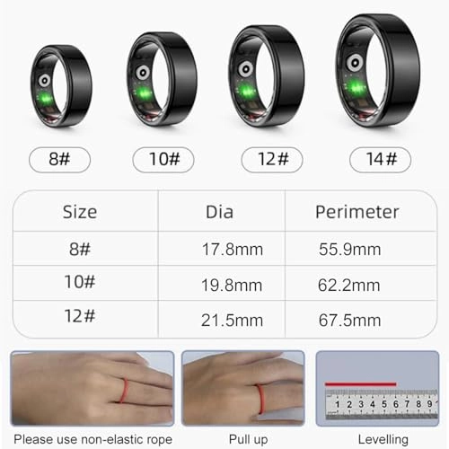 Smart Ring Health Tracker - IPX8 Waterproof Heart Rate Blood Oxygen 7 Days Battery Life