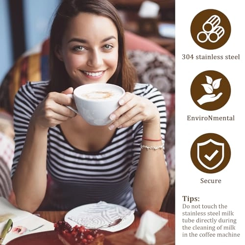 Milk Hose - EQ6 compatible + Stainless Steel Milk Tube - 304 Stainless Steel + Cleaning Brush