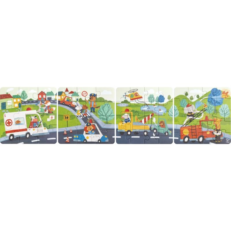 4-in-1 Rescue Vehicle Jigsaw Puzzle - Suitable for 3 years & above 57pcs