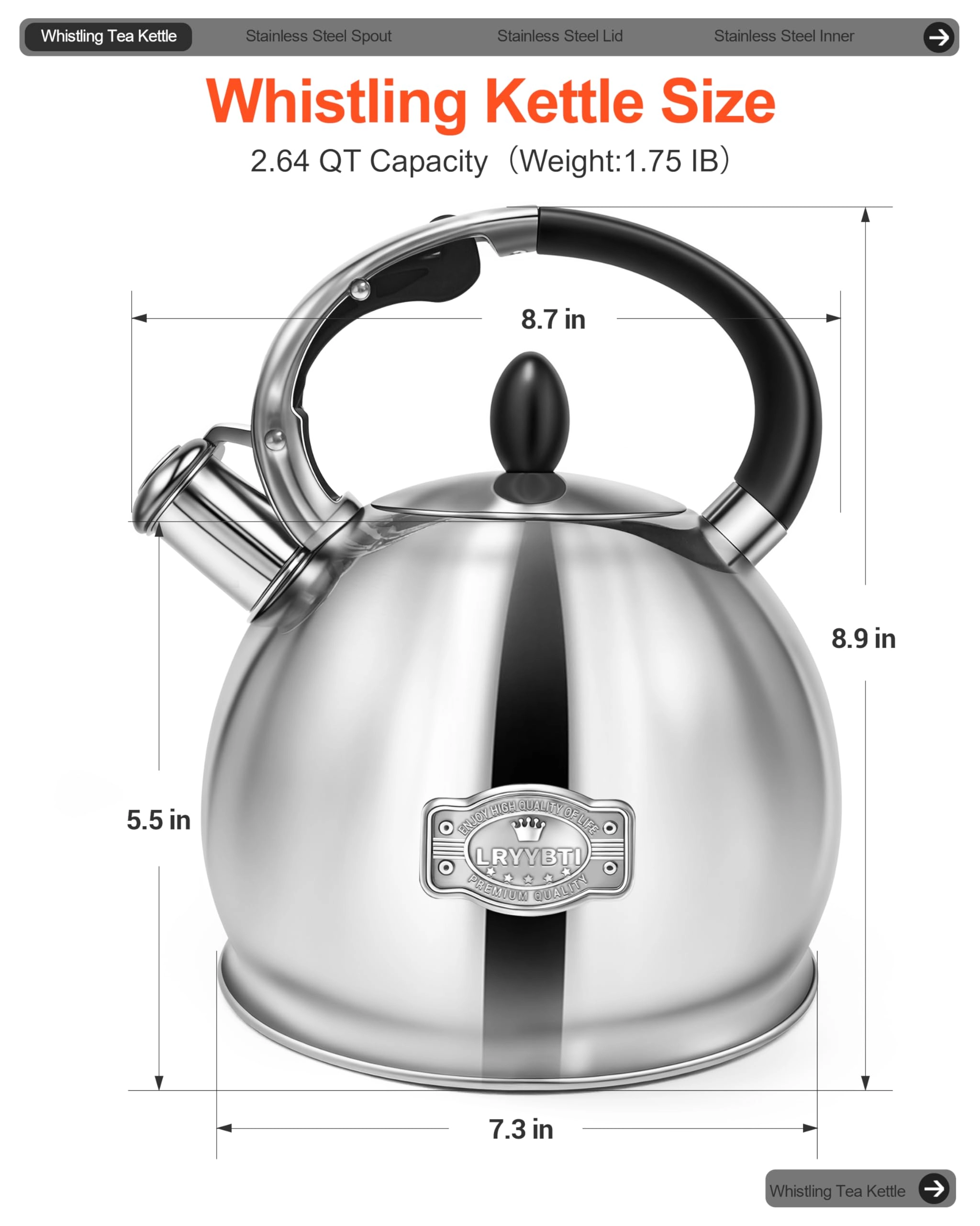 Whistling Tea Kettle - 2.64 Quarts