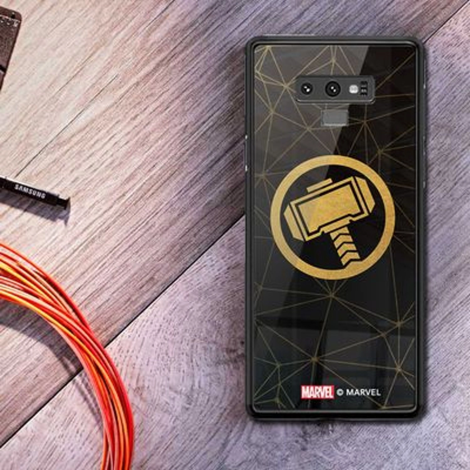 Mjolnir Samsung Note 9 Cover - TPU Bumper Case + Tempered Glass Back Back Case