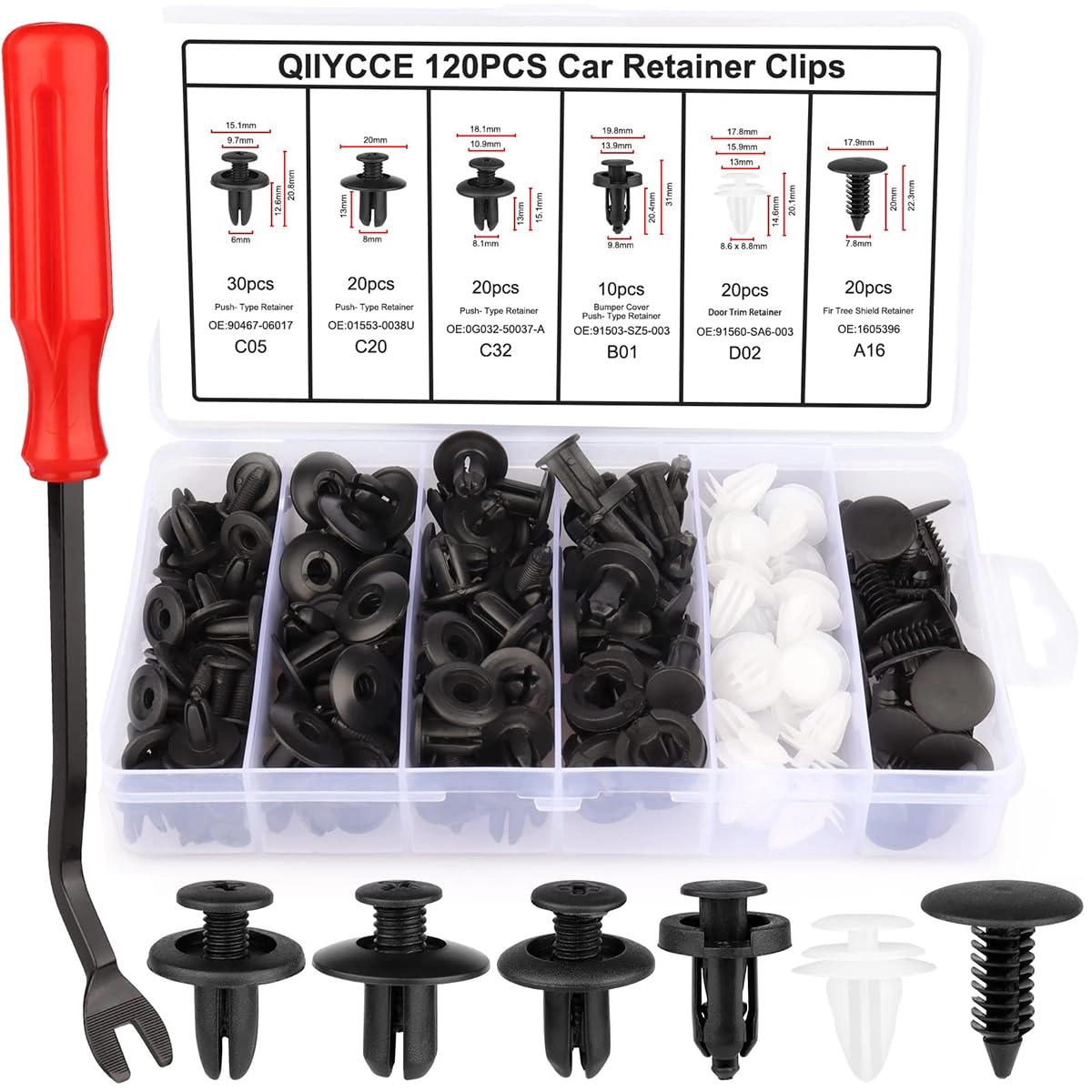 Jinhua SimplyPrint Manufacturing Co., Ltd. Car Bumper Retainer Clip Kit - 120pcs Universal Fit