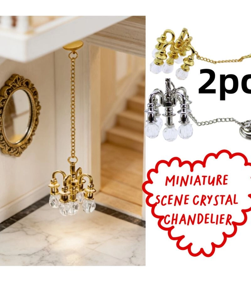 Generic Miniature Crystal Chandelier - 2 Pcs Golden And Silvery Set
