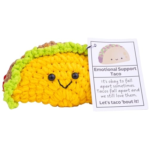 Emotional Support Taco - Handmade Knitted Wooden Base