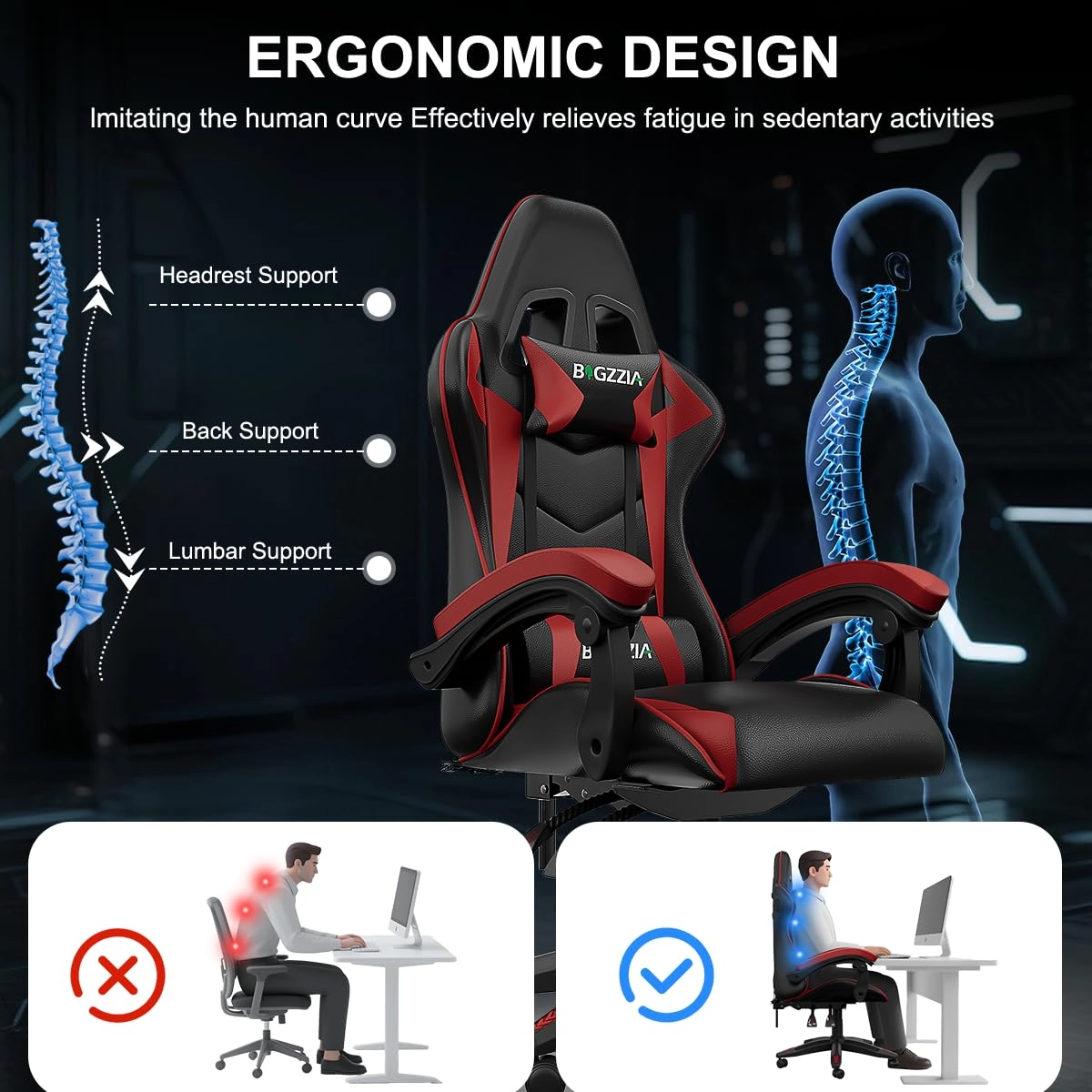 white LED gaming chair - RGB Reclining PU Leather
