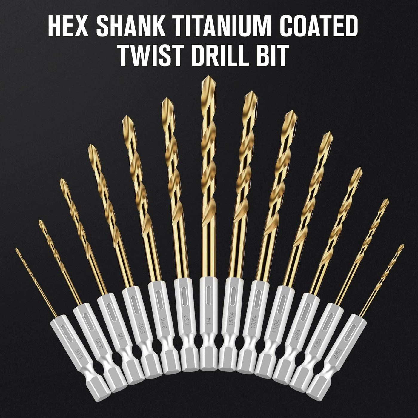 Drill Bit Set - Titanium Coating 19Pcs 1/16" - 1/4"