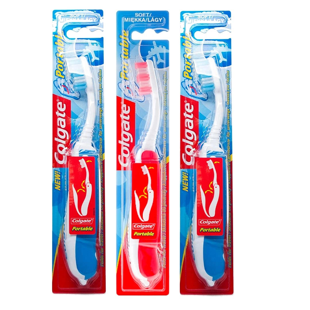 Colgate Portable Folding Toothbrush - Soft 3-Piece Pack
