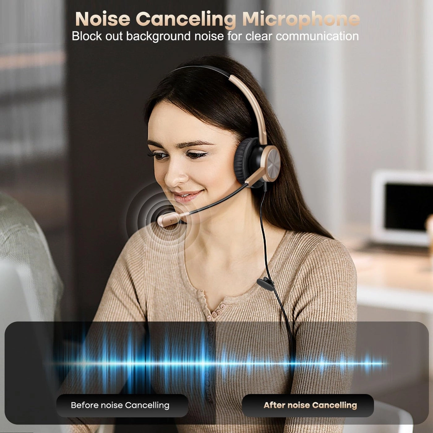 Telephone Headset for Cisco Phones - RJ9 Noise Cancelling Microphone