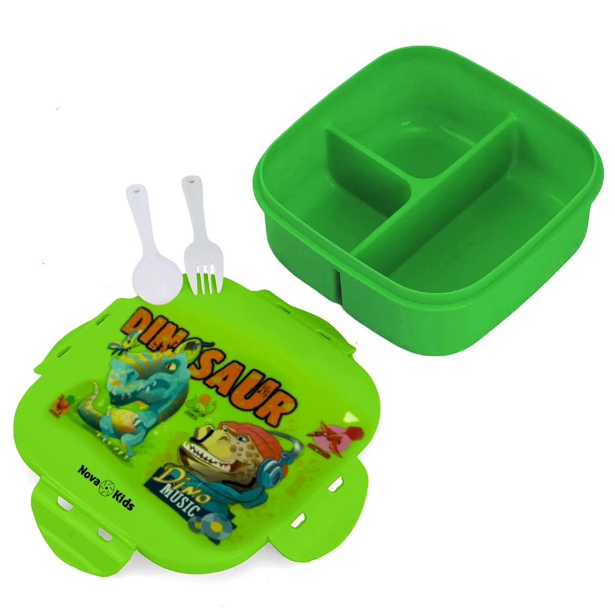 Square Bento Lunch Box - Dino Green 1000ml