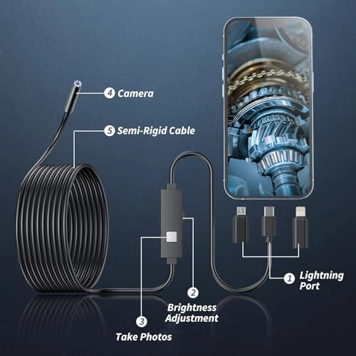 Borescope - Dual Lens 5-inch IPS LCD 16.5ft