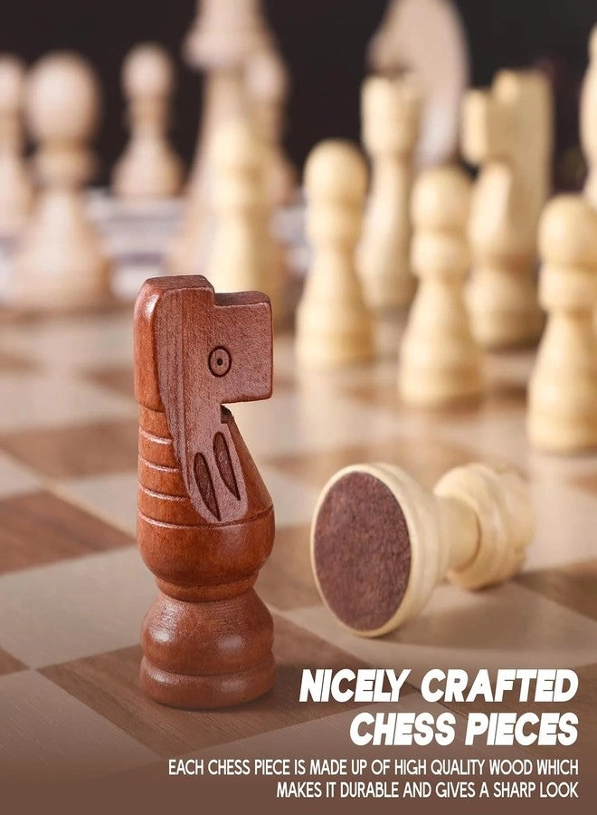 Wooden Magnetic Chess Board Set - Compact & Foldable Inbuilt Storage Anti Scratch Surface
