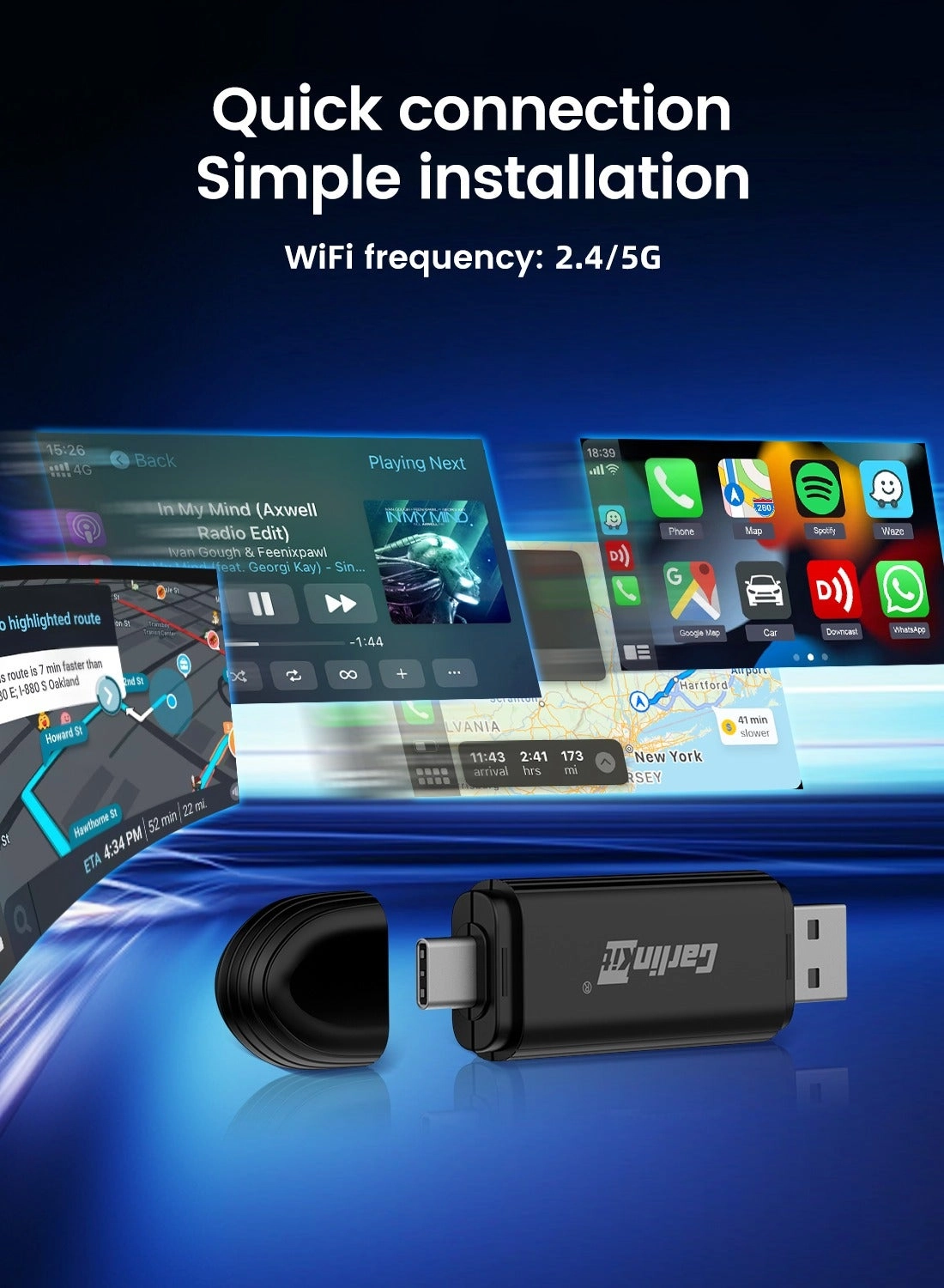 3.0 Wireless CarPlay Adapter - VW Audi Ford Sync 3 Mazda Mercedes Honda Chevy Subaru Porsche Hyundai Kia Lexus Gmc Acura