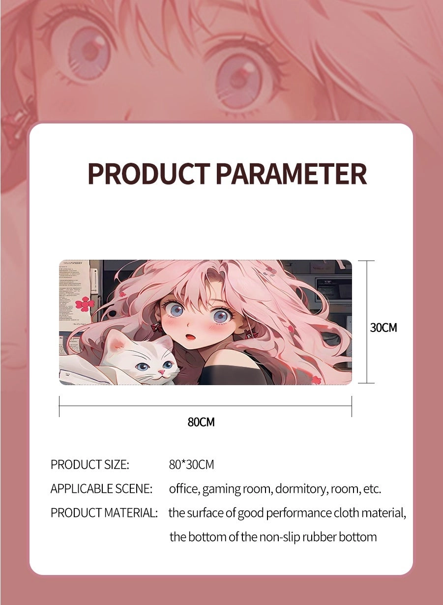 Anime Large Rubber Gaming Mouse Pad - 80x30 cm