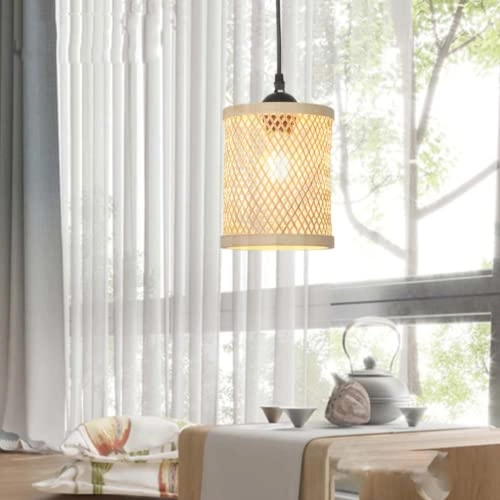 Bamboo Chandelier with Fish Basket