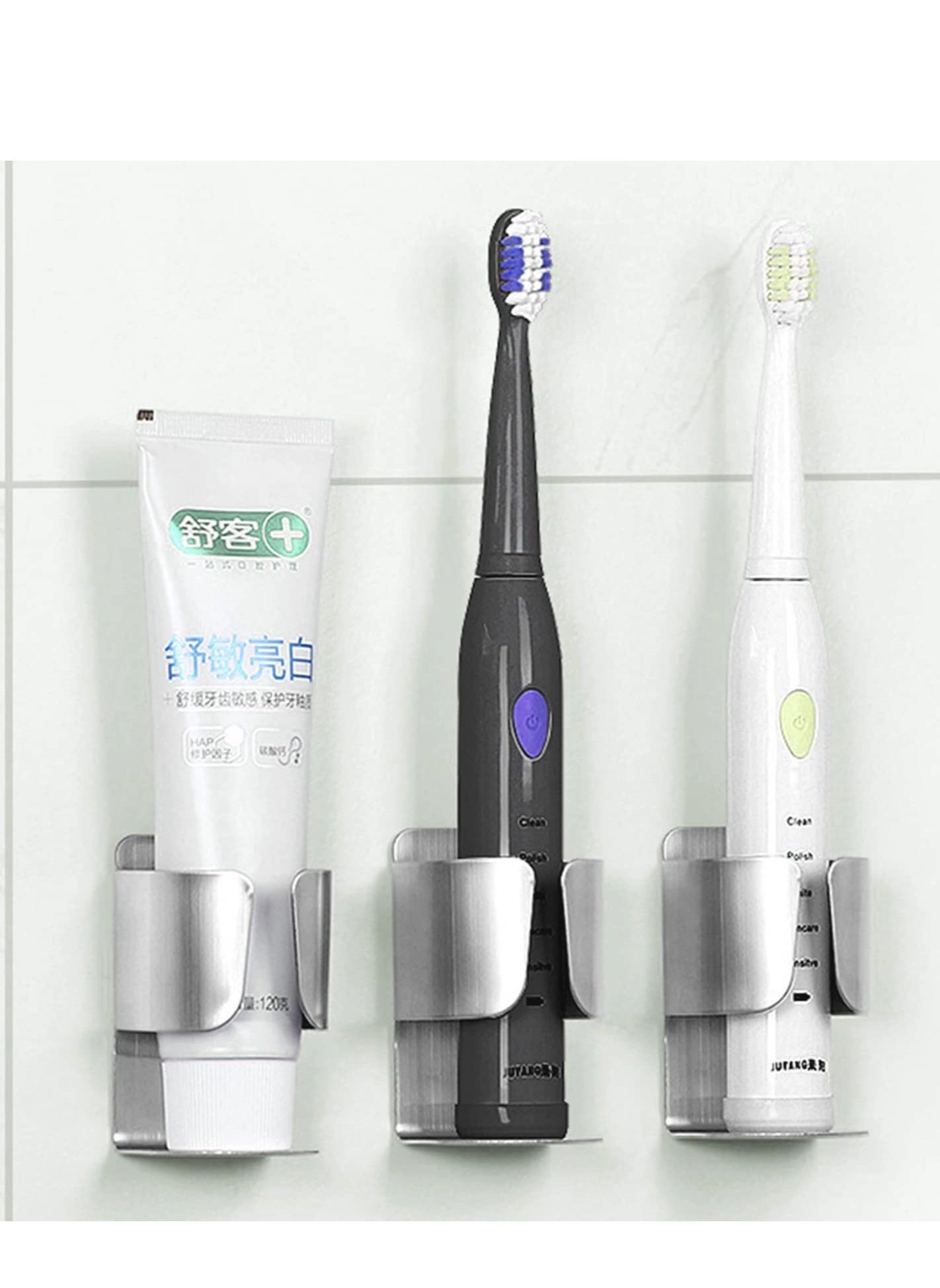 Stainless Steel Toothbrush Holder - 2 Wall-mounted