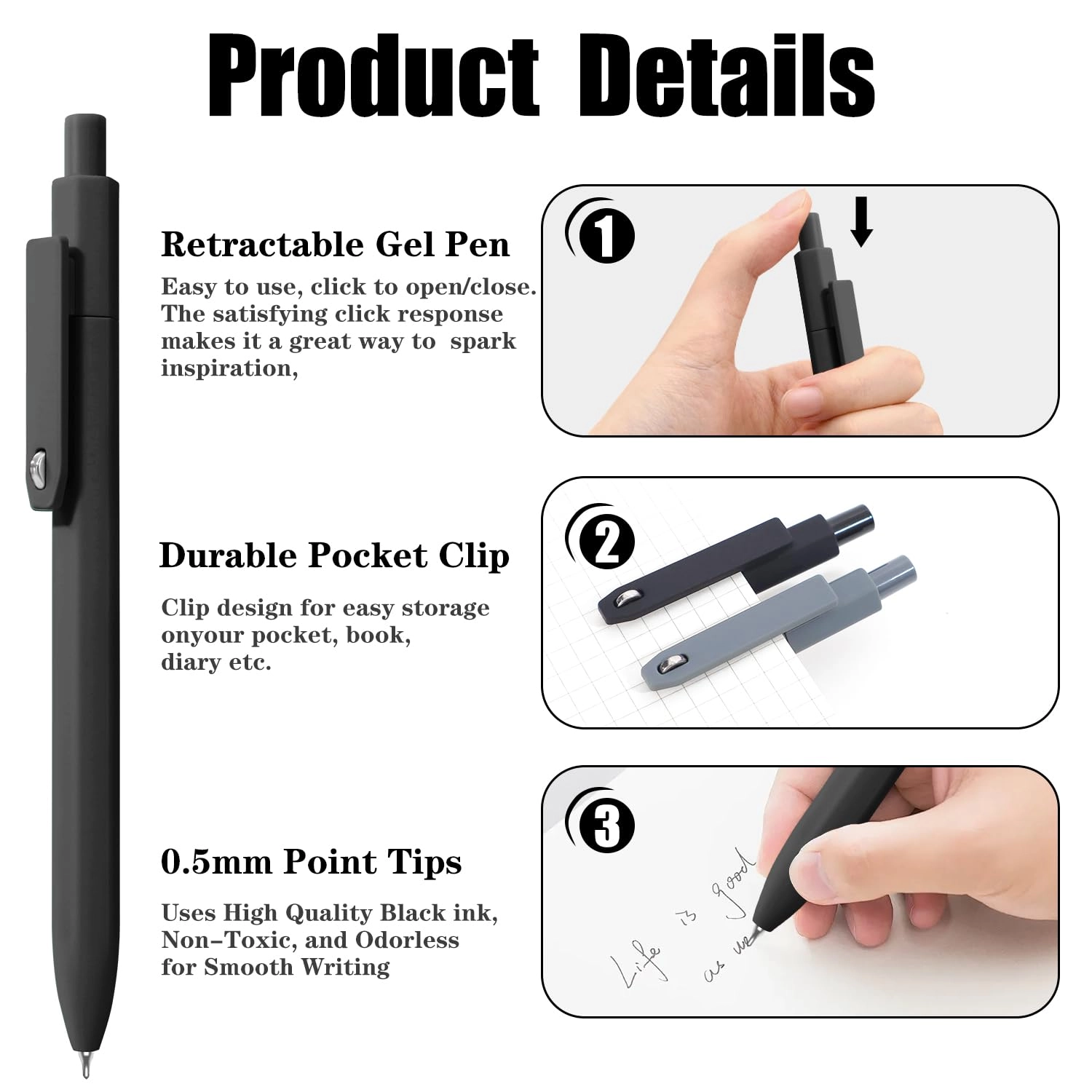 Aesthetic Pens - 8 Pcs 0.5mm
