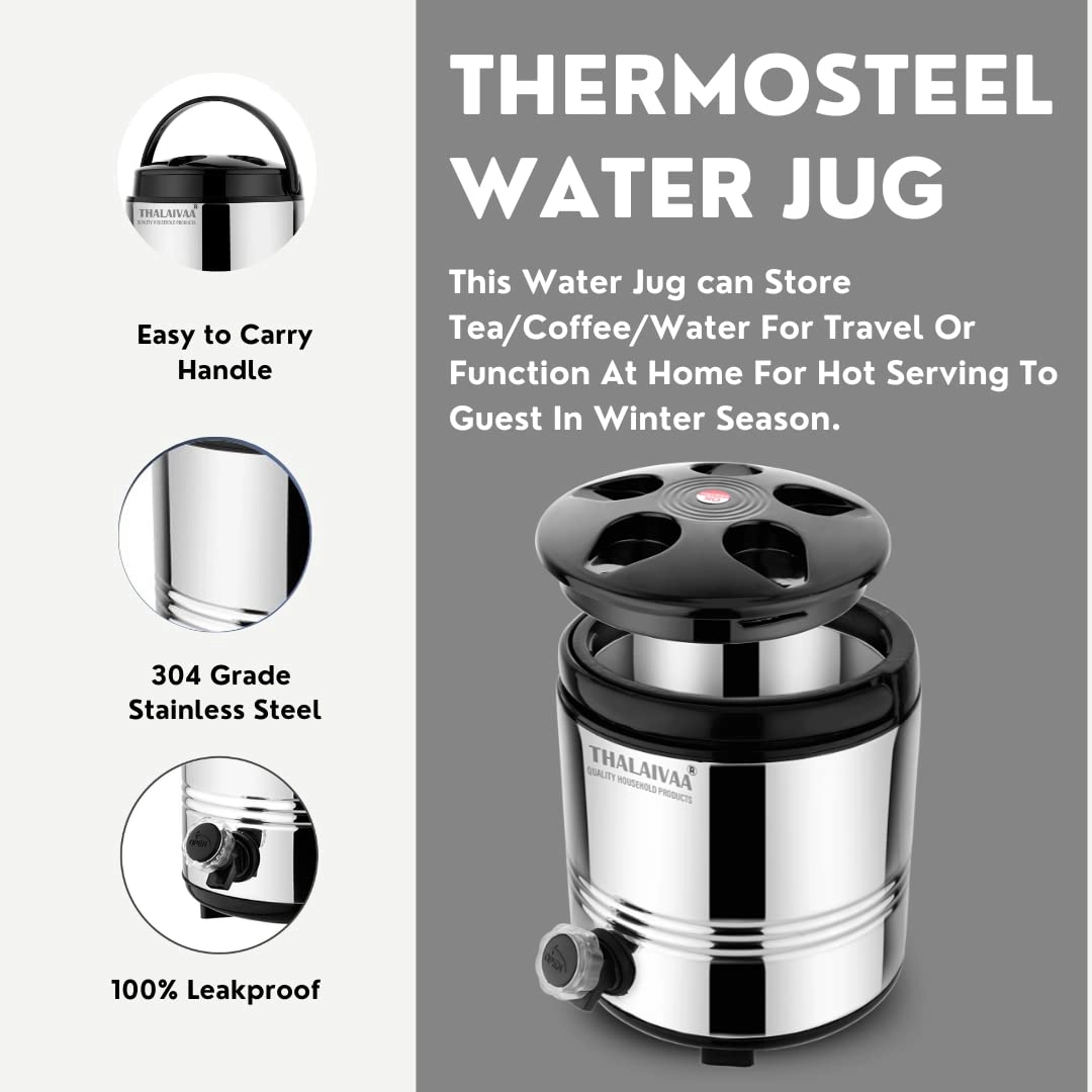 Stainless Steel Hot and Cold TeaWater Container - 5 Liters