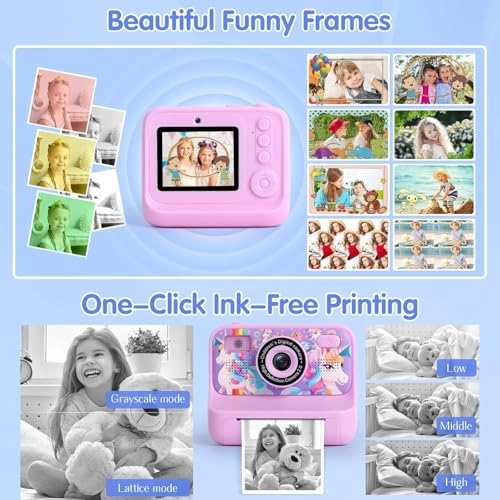 Kids Digital Camera - Instant Thermal Printer 4800W 1080p