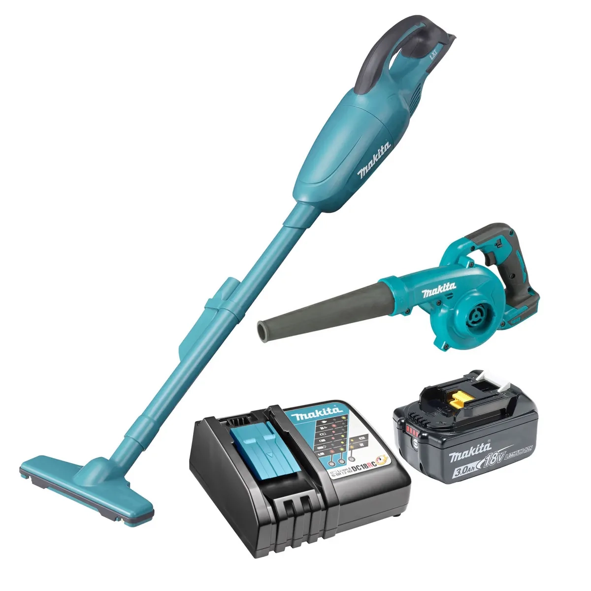 Makita DCL180RF - Stick Vacuum Cleaner + DUB185Z - Air Blower + Battery - 3Ah + Charger