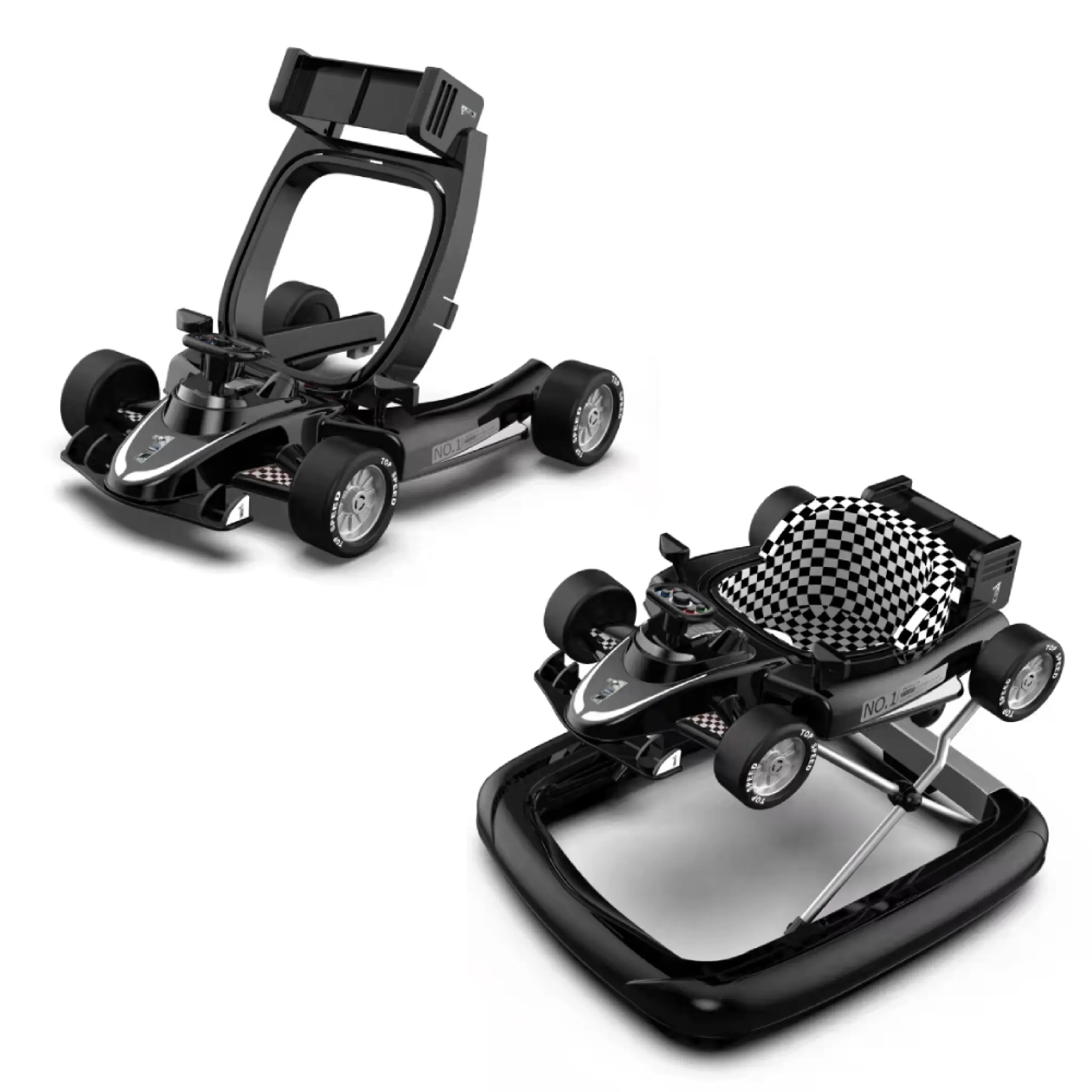 Ryan 4 In 1 Safety Baby Car Walker - Black Music and Lights