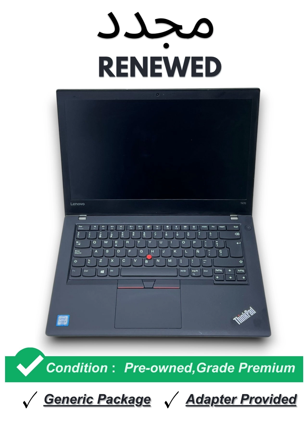 (Renewed) ThinkPad T470 20JM-S0Q000 - 14'' Core i5-6300U 8GB DDR4 256GB SSD
