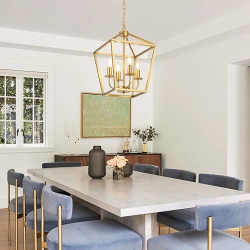 Industrial Chandelier Lamp - 4 x E14 Gold Adjustable Height