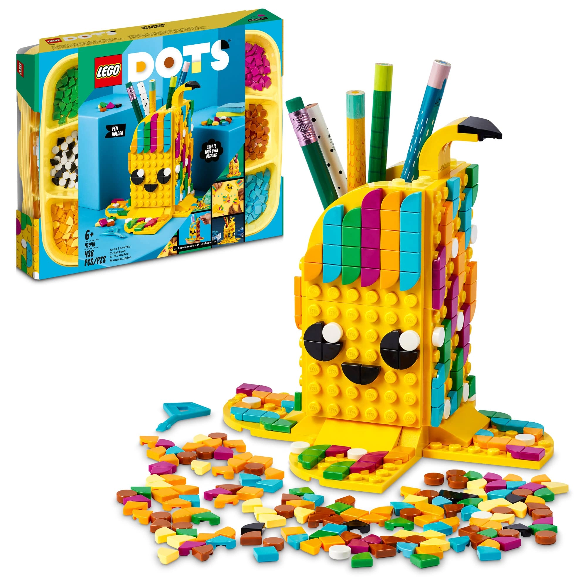 LEGO DOTS Cute Banana Pen Holder (41948) - Desk Organizer Pencil Pot