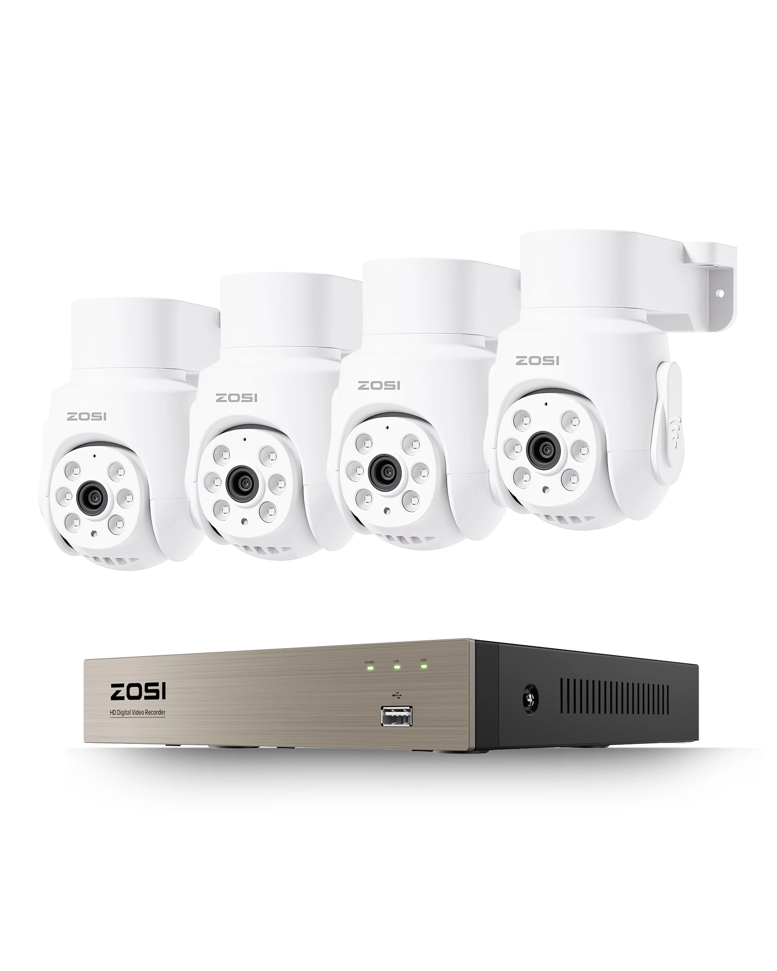 Zosi 8CH 5MP DVR + 1080P PT Camera - 4Cams