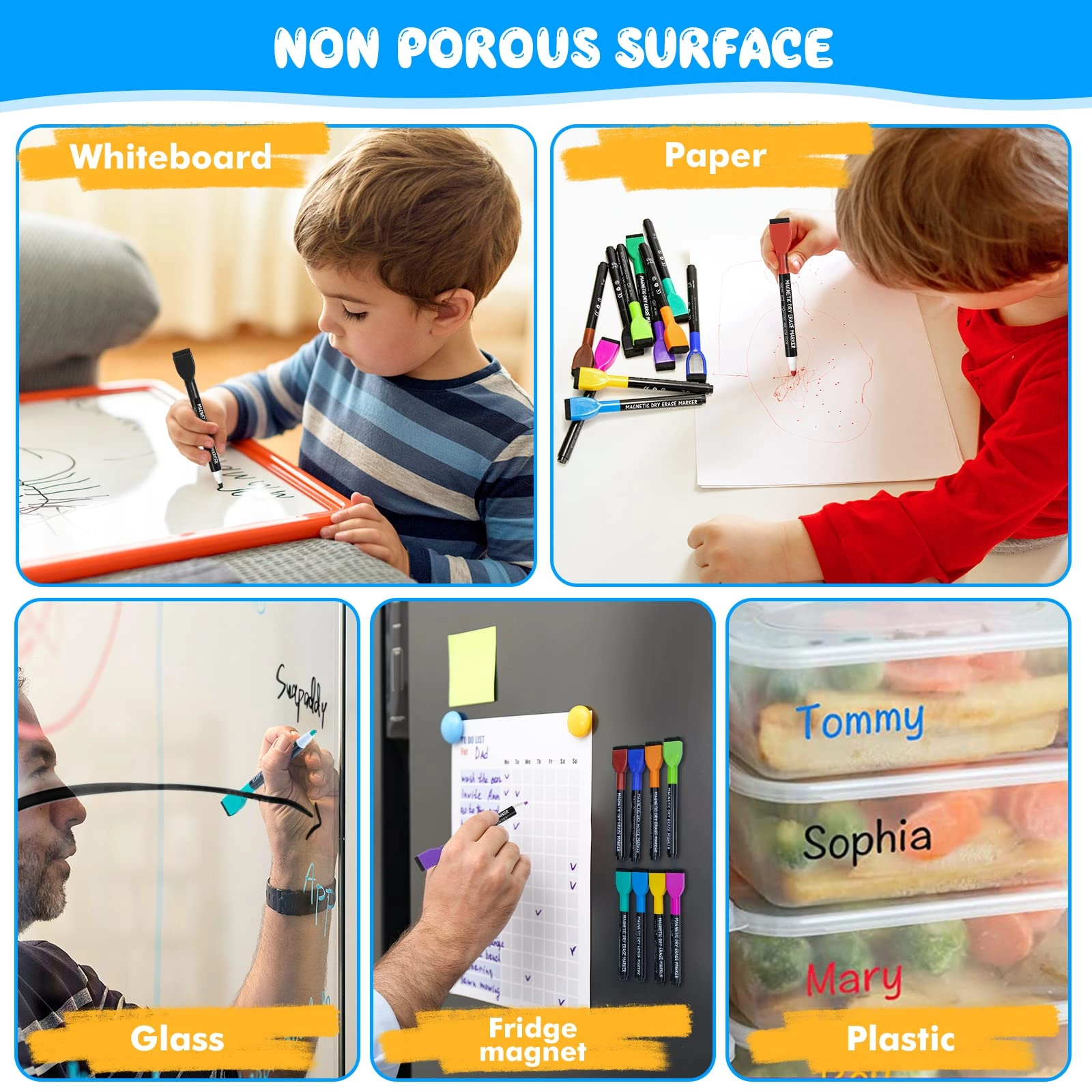 36 Pack Magnetic Whiteboard Pens - 12 Colours Fine