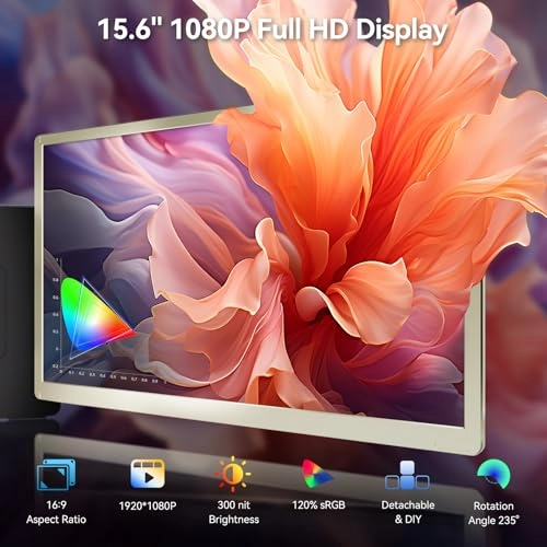 S6 Portable Monitor - 15.6" 1080P IPS Type-C HDMI Plug-Play