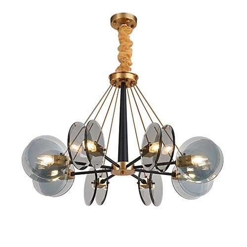 E14 Nordic Post-modern Creative Glass Chandelier - 8 head Soot cover