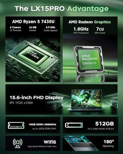 TX15 - 15.6'' Ryzen 5-7430U 16GB DDR4 512GB SSD