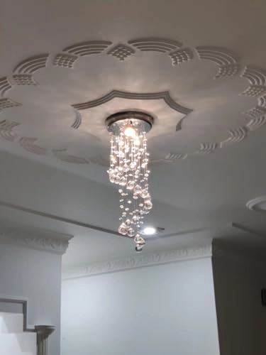 GA Crystal Glass Chandelier - 2 Foot Yellow LED