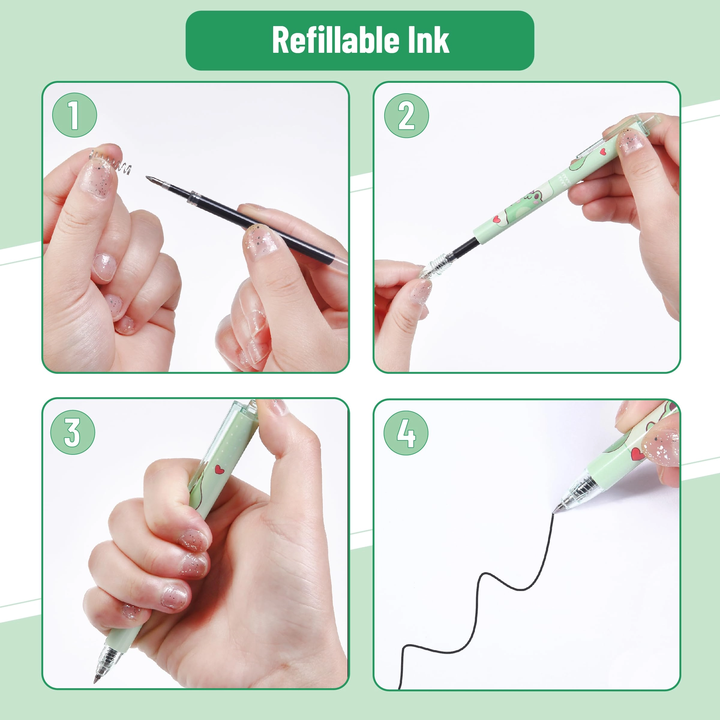 Cartoon Retractable Gel Pens - 6 Pack 0.5 mm