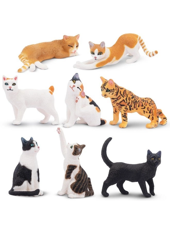 TOYMANY Realistic Cat Figurines 8 pcs