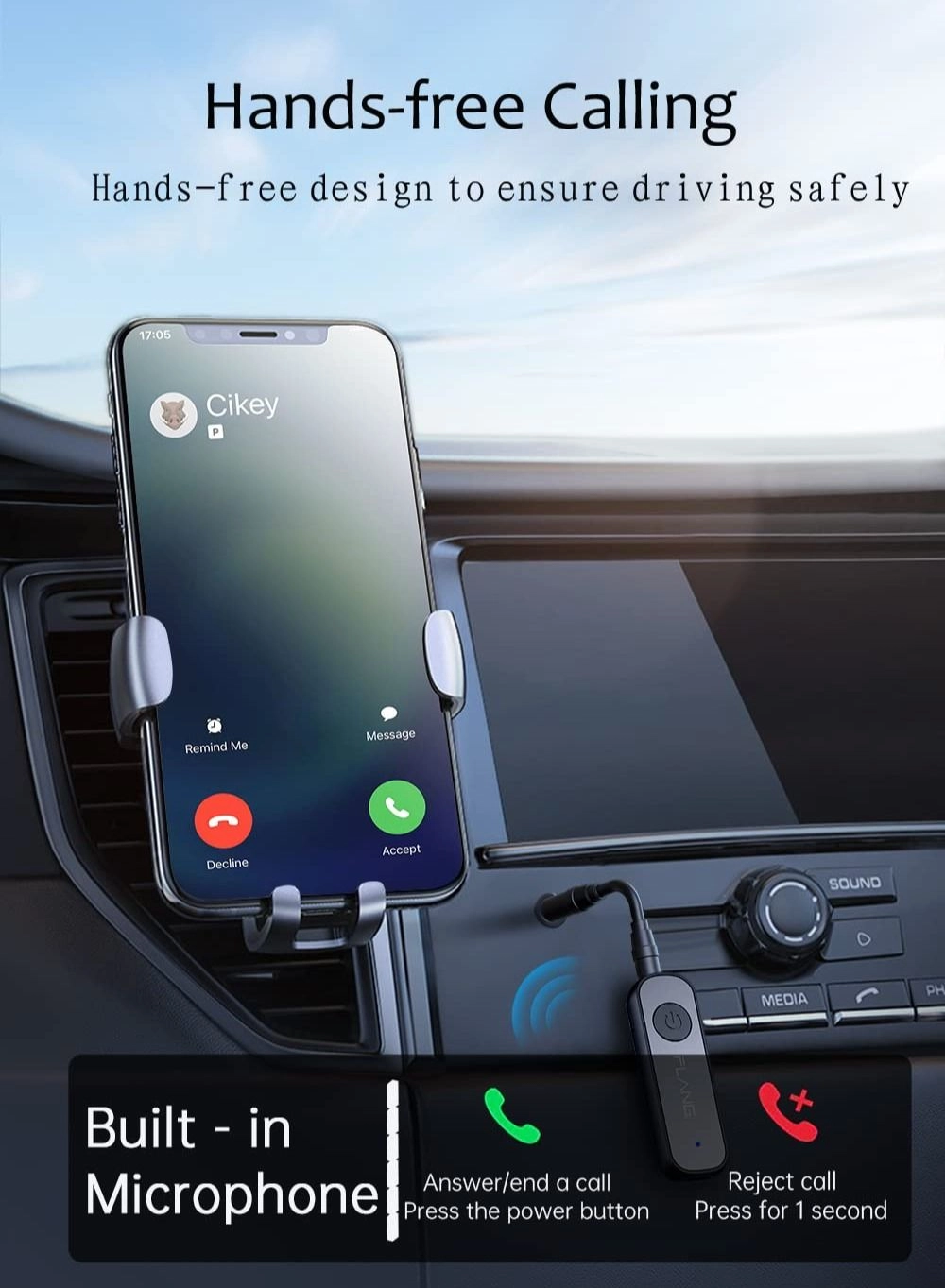 Bluetooth Adapter - 5.0 3.5mm Jack Aux built-in li-ion rechargeable 140mAh battery