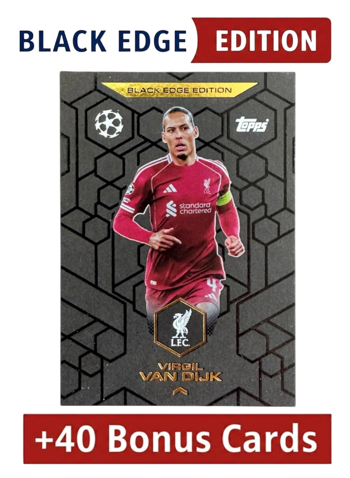 Topps Virgil van Dijk Black Edge + Bonus Football Trading Cards - 41pcs