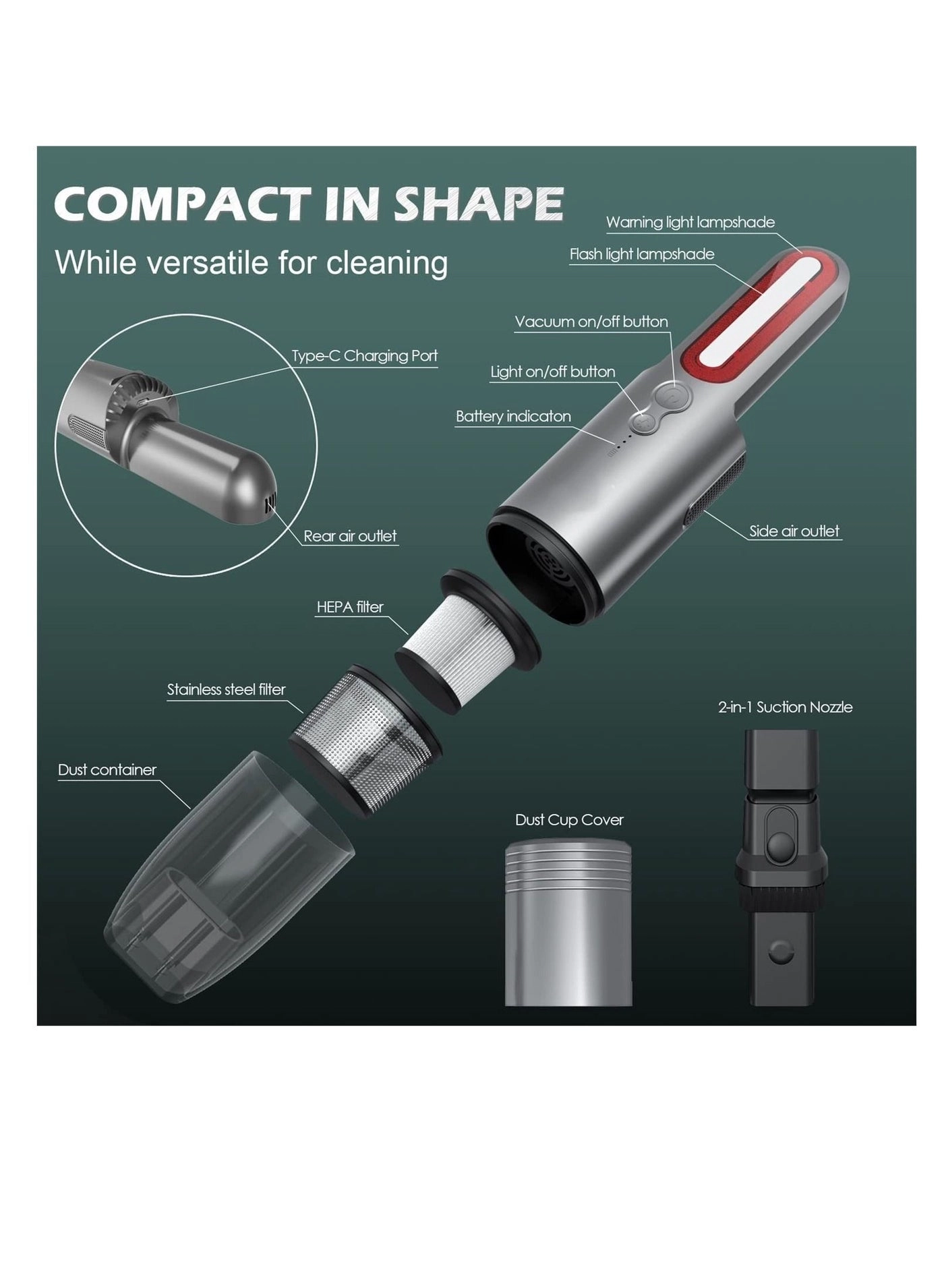 Handheld Car Vacuum Cleaner - 4000mAh