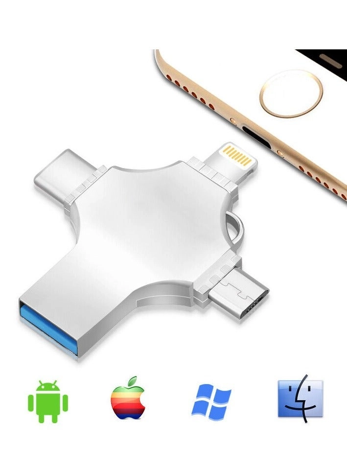 High Speed 4 In 1 Multi-function OTG USB Flash Drive - USB 3.0 Type-C 128GB